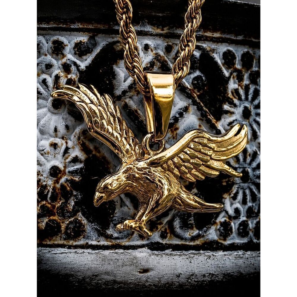 14k Gp Stainless steel Eagle Necklace